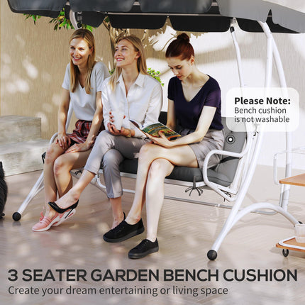 3 Seater Outdoor Bench Cushion with Back Support - Dark Grey
