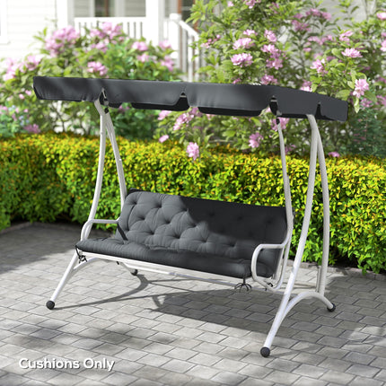 3 Seater Outdoor Bench Cushion with Back Support - Dark Grey