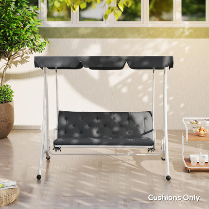 3 Seater Outdoor Bench Cushion with Back Support - Dark Grey