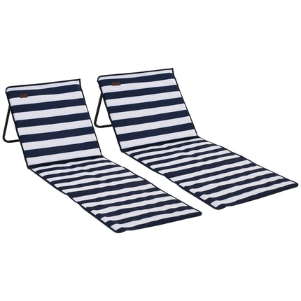 Set of 2 Foldable Garden Beach Chair Mat, Outdoor Sun Lounger Seats with Adjusta