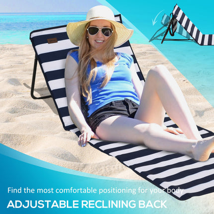 Set of 2 Foldable Garden Beach Chair Mat, Outdoor Sun Lounger Seats with Adjusta