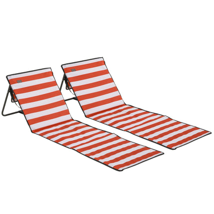 Set of 2 Foldable Garden Beach Chair Mat, Outdoor Sun Lounger Seats with Adjusta