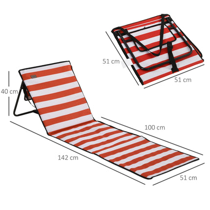 Set of 2 Foldable Garden Beach Chair Mat, Outdoor Sun Lounger Seats with Adjusta