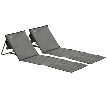 Set of 2 Foldable Garden Beach Chair Mat, Outdoor Sun Lounger Seats with Adjusta