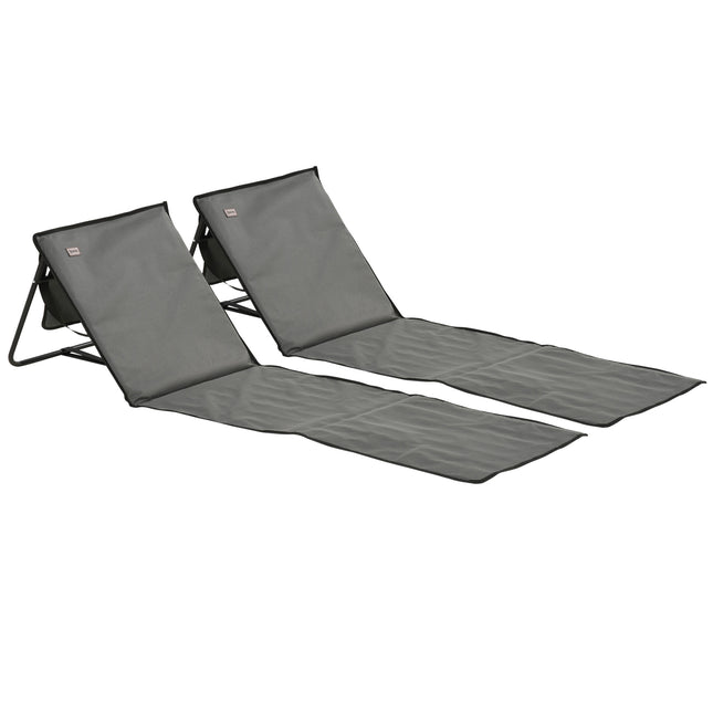 Set of 2 Foldable Garden Beach Chair Mat, Outdoor Sun Lounger Seats with Adjusta