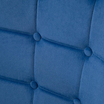 Modern Upholstered Wingback Armchair and Footstool Set - Dark Blue