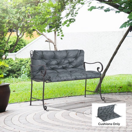 2 Seater Garden Bench Cushion with Back Support - Dark Grey
