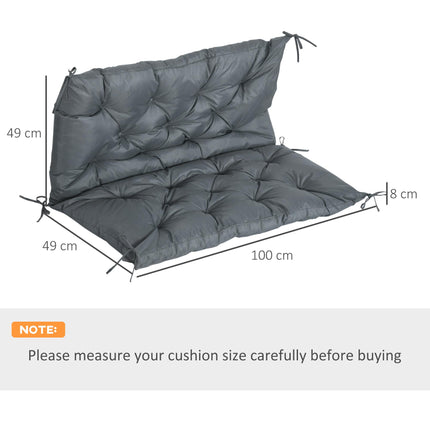2 Seater Garden Bench Cushion with Back Support - Dark Grey