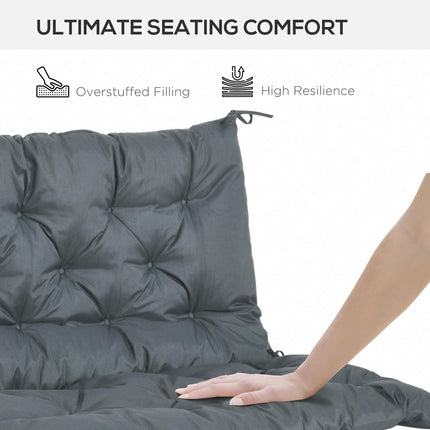 2 Seater Garden Bench Cushion with Back Support - Dark Grey