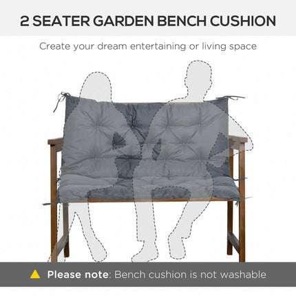 2 Seater Garden Bench Cushion with Back Support - Dark Grey