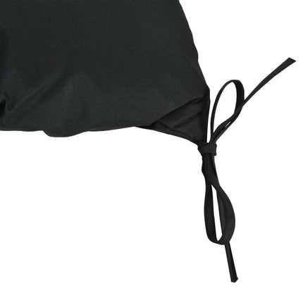 2 Seater Garden Bench Cushion with Ties, Padded Polyester - Black