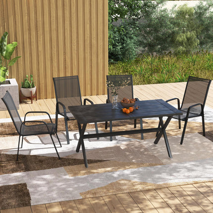 Set of 4 Stackable Mesh Seat Dining Chairs with Armrests - Black
