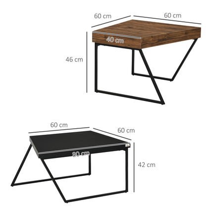Geometric Industrial Coffee Table Set of 2 with Steel Frame and Spacious Legroom - Black & Rustic Brown