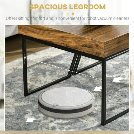 Geometric Industrial Coffee Table Set of 2 with Steel Frame and Spacious Legroom - Black & Rustic Brown
