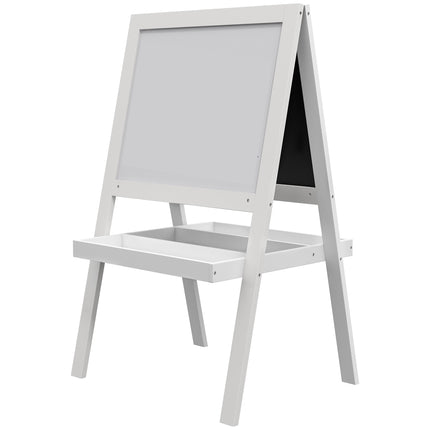 2 in 1 Kids Easel with Double-Sided Whiteboard and Chalkboard - White