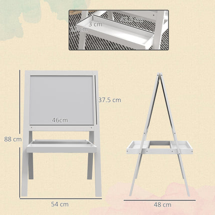 2 in 1 Kids Easel with Double-Sided Whiteboard and Chalkboard - White