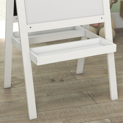 2 in 1 Kids Easel with Double-Sided Whiteboard and Chalkboard - White