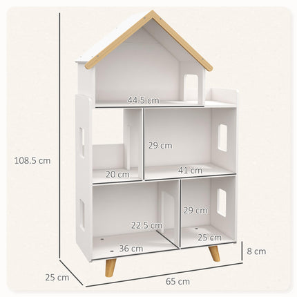 3 Tier Toy Storage Shelf with 6 Cubby Organisers - White