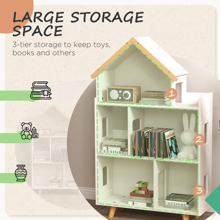 3 Tier Toy Storage Shelf with 6 Cubby Organisers - White