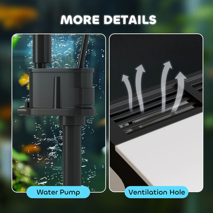 13L Glass Aquarium Fish Tank with Filter and LED Lighting for Betta, Guppy, Shrimp - White