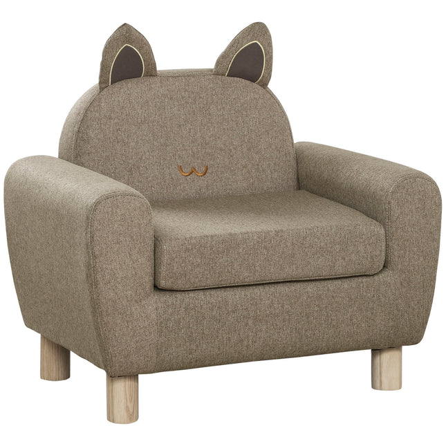 Kids Toddler Armchair Sofa with Storage Bag - Brown Linen