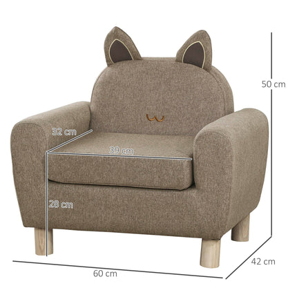 Kids Toddler Armchair Sofa with Storage Bag - Brown Linen