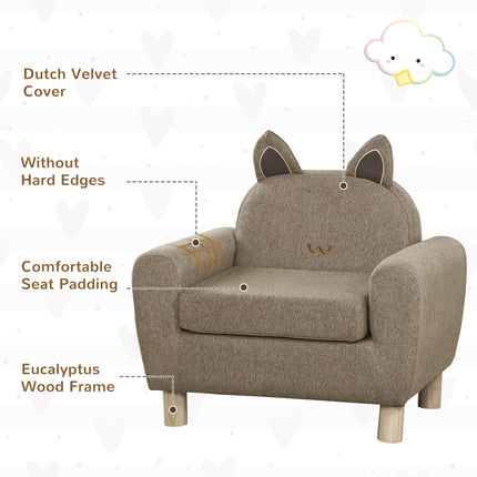 Kids Toddler Armchair Sofa with Storage Bag - Brown Linen