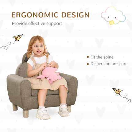 Kids Toddler Armchair Sofa with Storage Bag - Brown Linen
