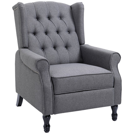 Recliner Wingback Armchair with Button Tufted Back and Footrest for Living Room - Light Grey