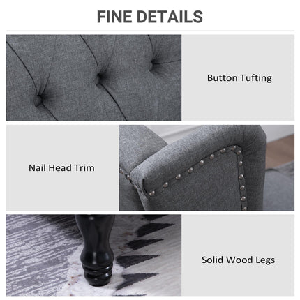 Recliner Wingback Armchair with Button Tufted Back and Footrest for Living Room - Light Grey