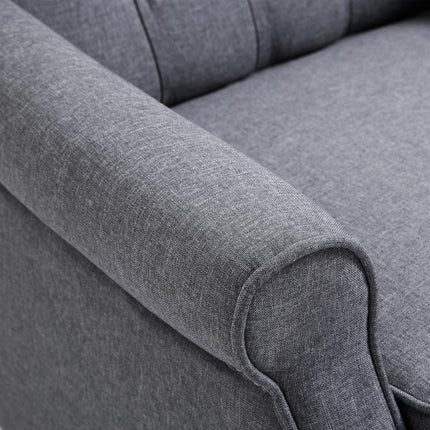 Recliner Wingback Armchair with Button Tufted Back and Footrest for Living Room - Light Grey
