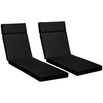 Set of 2 Outdoor Seat Cushions for Rattan Sun Loungers 196x55x8 cm - Black