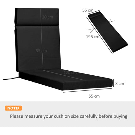 Set of 2 Outdoor Seat Cushions for Rattan Sun Loungers 196x55x8 cm - Black