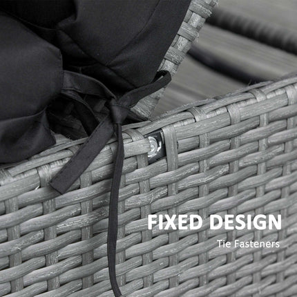 Set of 2 Outdoor Seat Cushions for Rattan Sun Loungers 196x55x8 cm - Black
