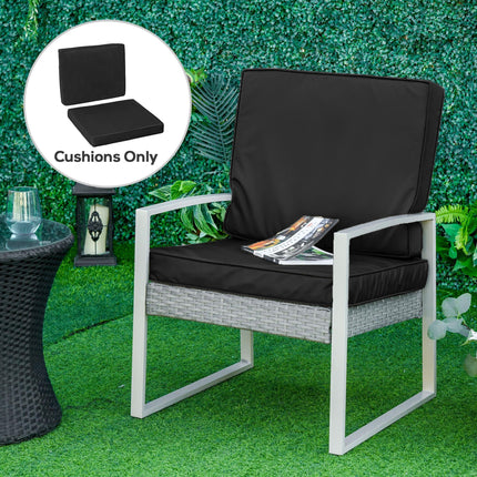 2 Piece Rattan Sofa Cushion Set with Polyester Covers - Black
