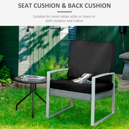2 Piece Rattan Sofa Cushion Set with Polyester Covers - Black