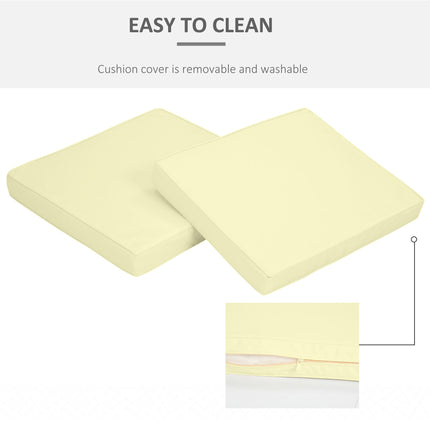 Set of 2 Garden Seat and Back Cushions for Outdoor Furniture - Cream White