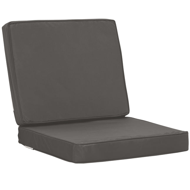 Set of 2 Garden Seat and Back Cushions for Outdoor Furniture - Dark Grey