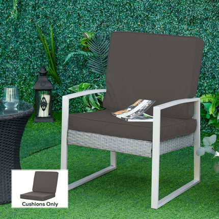 Set of 2 Garden Seat and Back Cushions for Outdoor Furniture - Dark Grey