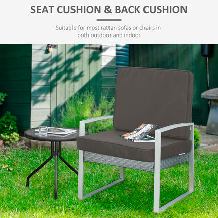 Set of 2 Garden Seat and Back Cushions for Outdoor Furniture - Dark Grey