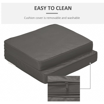 Set of 2 Garden Seat and Back Cushions for Outdoor Furniture - Dark Grey