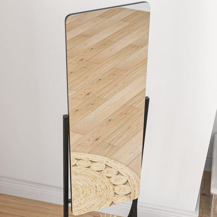 Full Length Free Standing Dressing Mirror with Adjustable Angle & Storage Shelf - Black