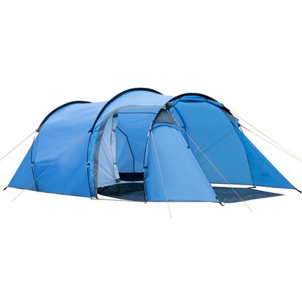 3 Man Tunnel Camping Tent with Vestibule and Weather-Resistant Rainfly - Blue