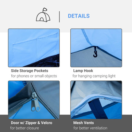 3 Man Tunnel Camping Tent with Vestibule and Weather-Resistant Rainfly - Blue