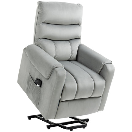 Power Lift Massage Recliner Chair with Footrest - Grey Velvet Feel