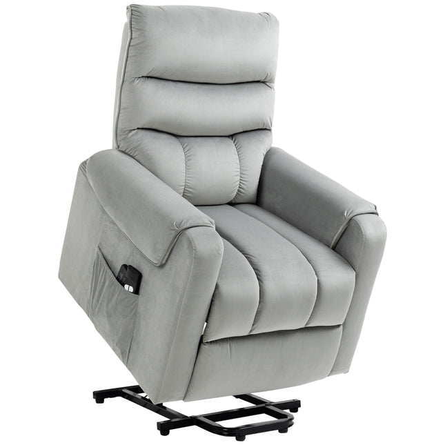 Power Lift Massage Recliner Chair with Footrest - Grey Velvet Feel