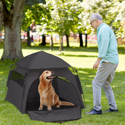 Foldable Extra Large Dog Cat Tent with Water-Resistant Oxford Fabric - Charcoal Grey