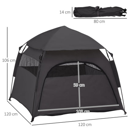 Foldable Extra Large Dog Cat Tent with Water-Resistant Oxford Fabric - Charcoal Grey