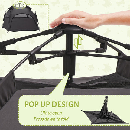 Foldable Extra Large Dog Cat Tent with Water-Resistant Oxford Fabric - Charcoal Grey