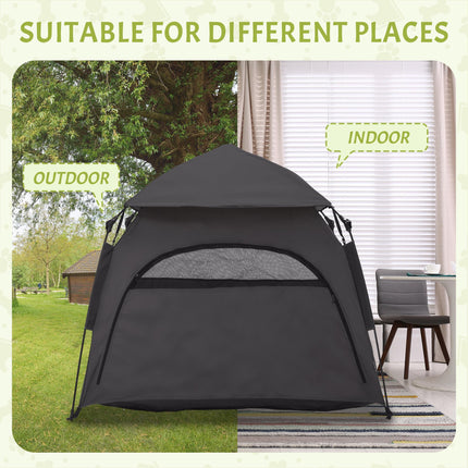 Foldable Extra Large Dog Cat Tent with Water-Resistant Oxford Fabric - Charcoal Grey